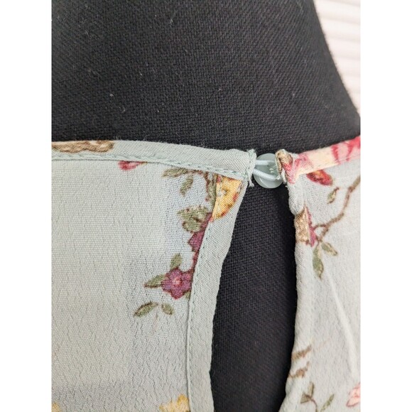 H&M GP&J Baker Collab Top Womens sz 8 Floral Bird Blouse Mint Blue Cottagecore - Picture 9 of 14